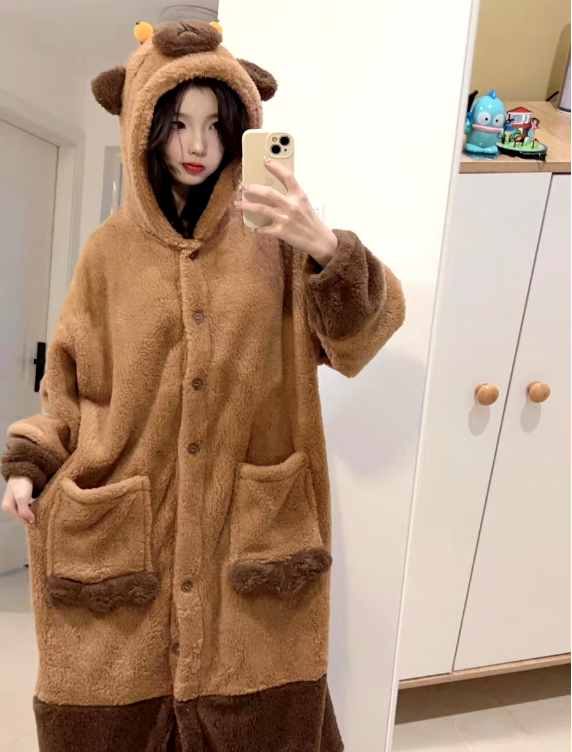 Capybara Robe and Slippers Pajamas