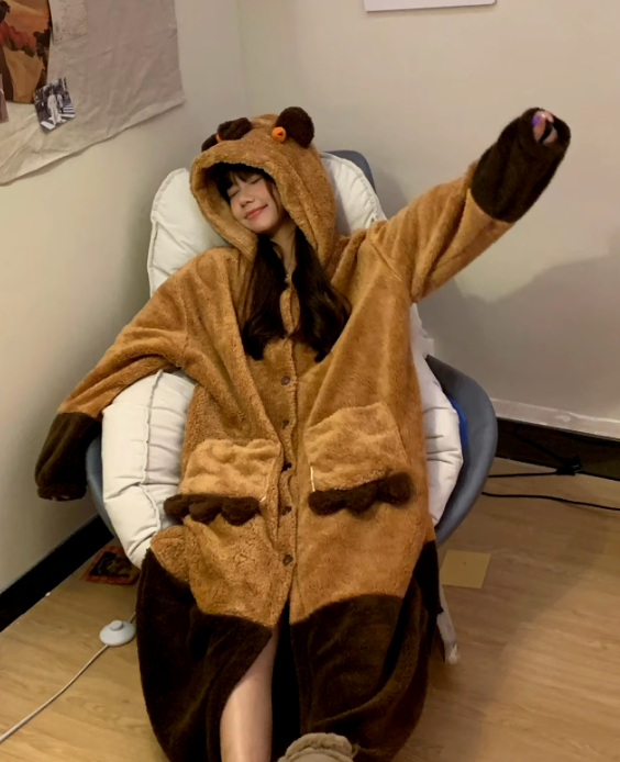 Capybara Robe and Slippers Pajamas