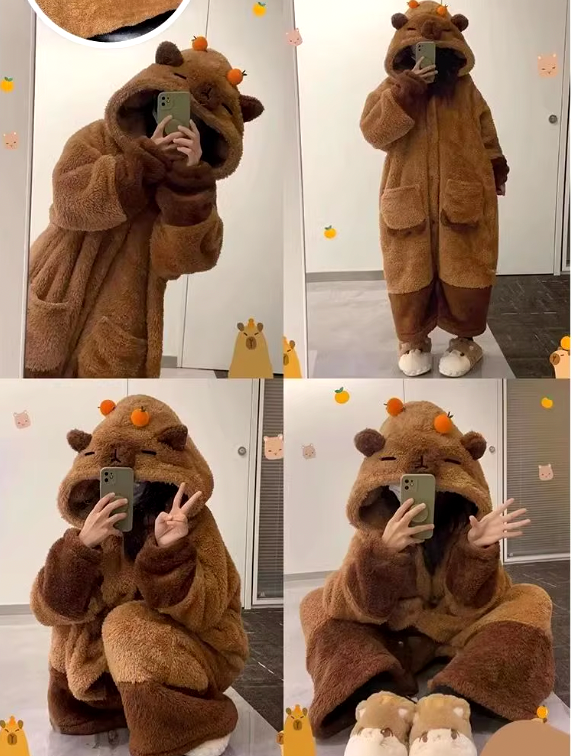 Capybara Robe and Slippers Pajamas