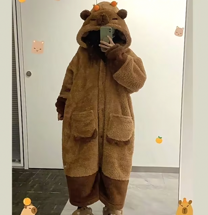 Capybara Robe and Slippers Pajamas