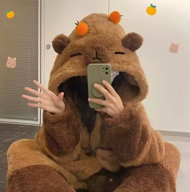 Capybara Robe and Slippers Pajamas