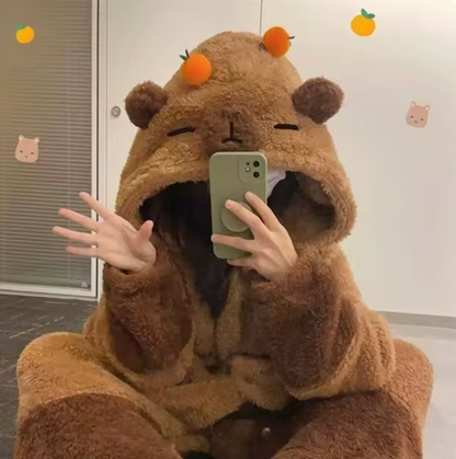 Capybara Robe and Slippers Pajamas