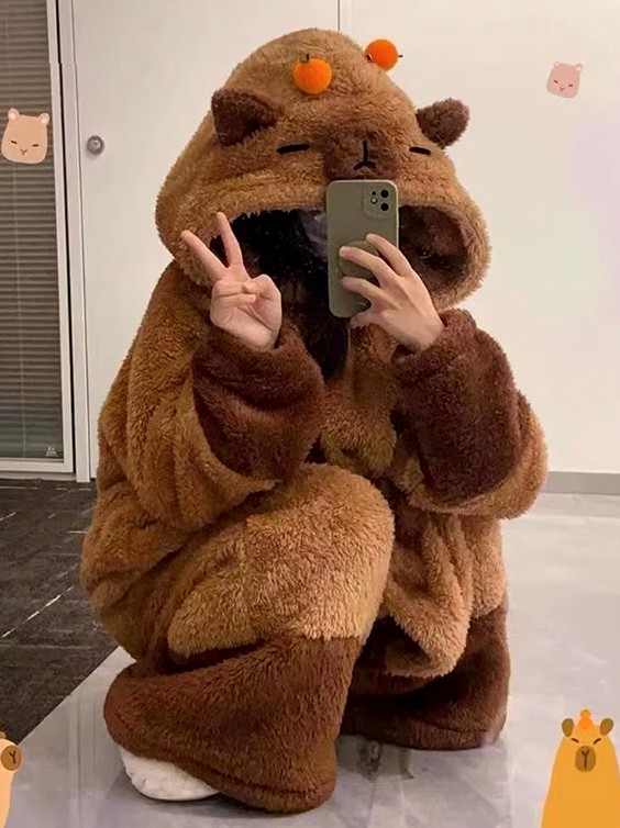 Capybara Robe and Slippers Pajamas