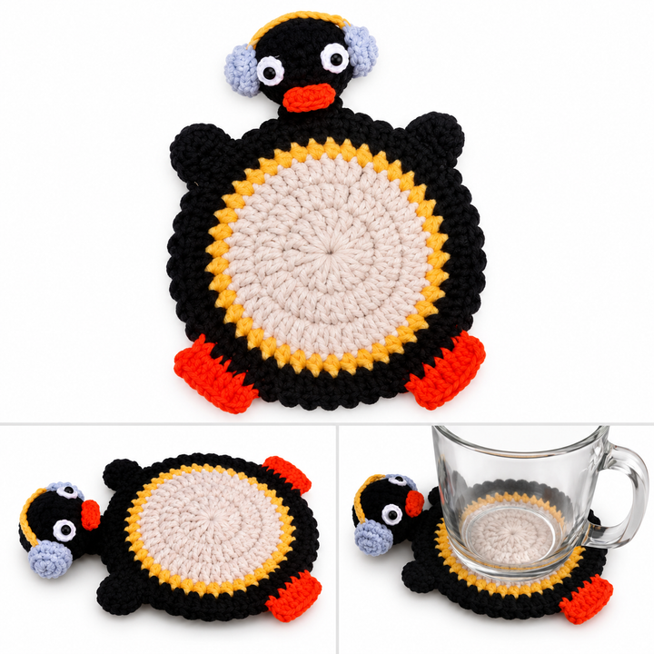 Translation missing: en.Funny Crochet Animal Mug Coasters – Frog, Rat &amp; Penguin Cup Coasters