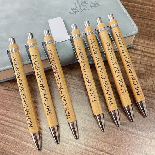 FUNNY RELATABLE BAMBOO PENS 7PCS SET