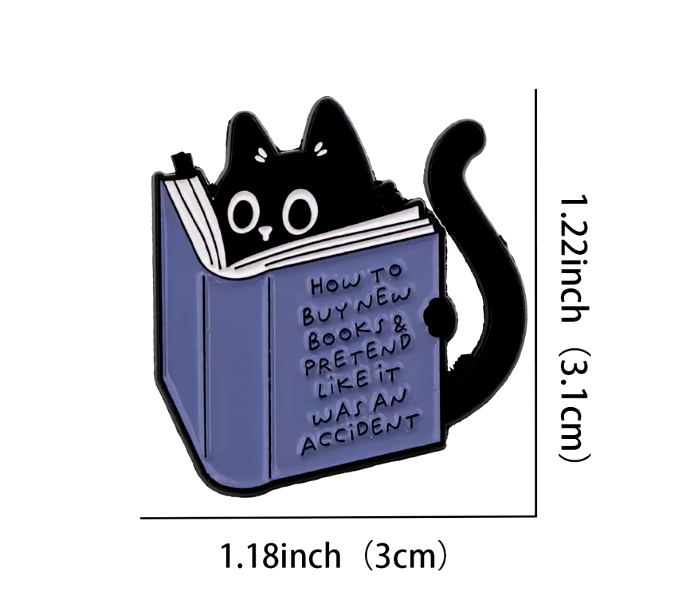 HOW TO BUY NEW BOOKS CAT ENAMEL PIN