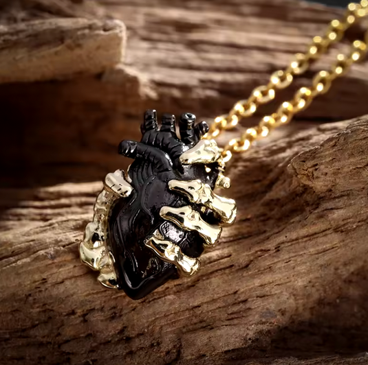 Translation missing: en.SKULL BLACK HEART GOTH NECKLACE