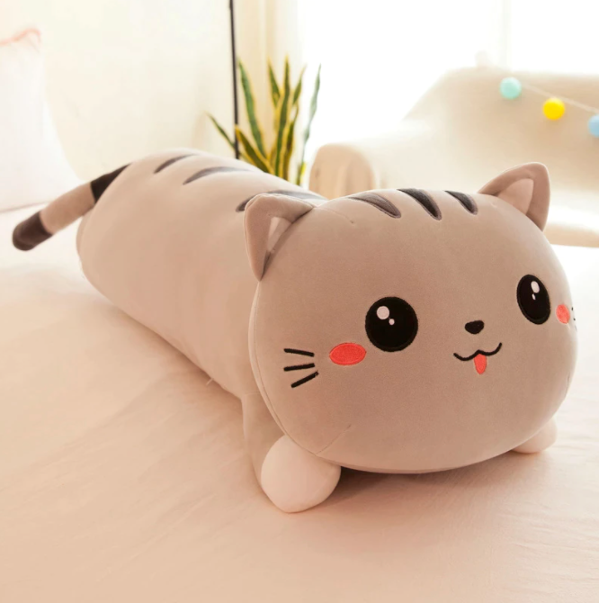 KAWAII CUTE CAT LONG PLUSH PILLOW - 2 colors available