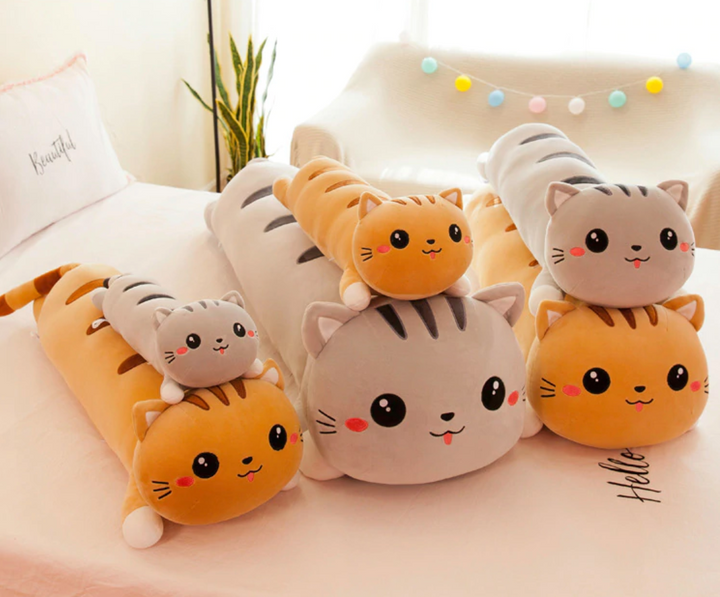 KAWAII CUTE CAT LONG PLUSH PILLOW - 2 colors available