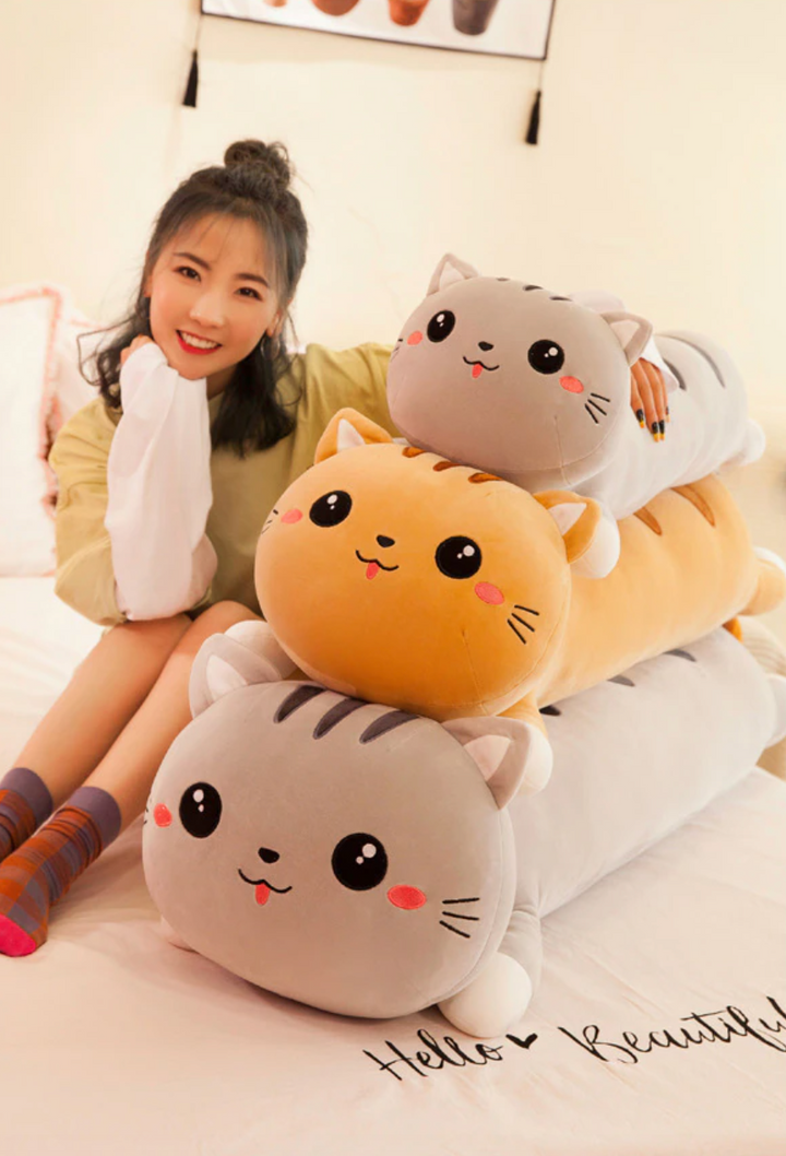 KAWAII CUTE CAT LONG PLUSH PILLOW - 2 colors available