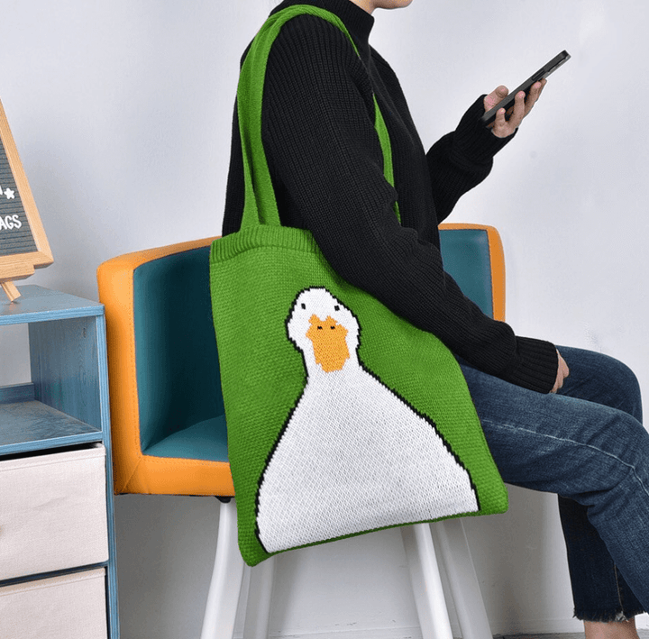 3 different styles knit bags, Shoulder tote duck & cat knit bags