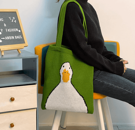Translation missing: en.3 different styles knit bags, Shoulder tote duck &amp; cat knit bags
