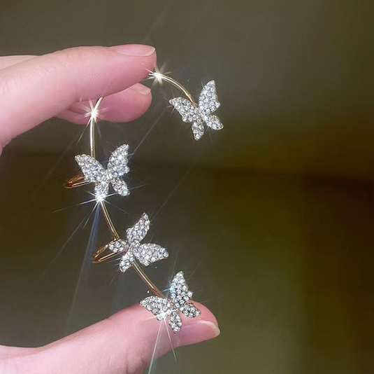 Translation missing: en.Silver and Golden Butterflies Ear cuffs Without Perforation