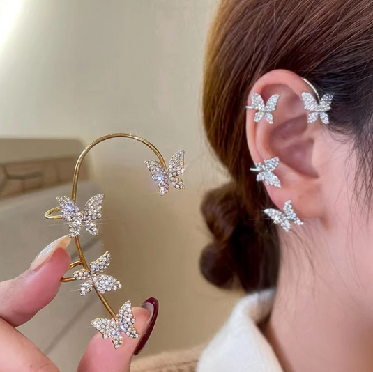 Translation missing: en.Silver and Golden Butterflies Ear cuffs Without Perforation