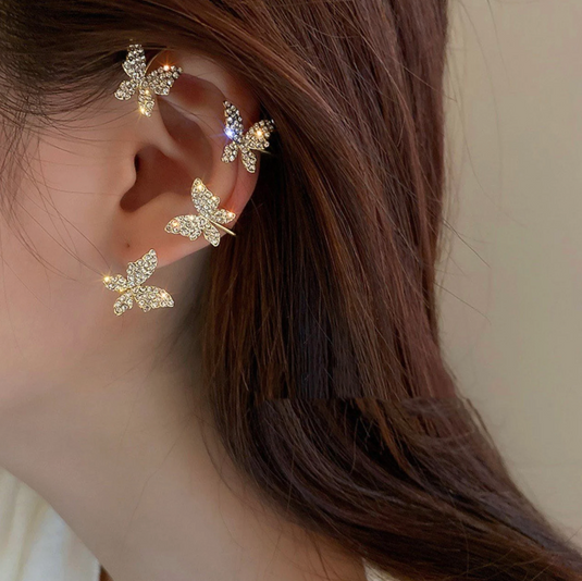 Translation missing: en.Silver and Golden Butterflies Ear cuffs Without Perforation