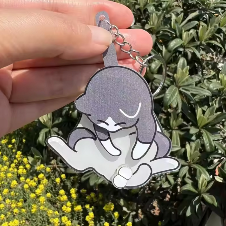 Funny Cat Keychain – 3D Printed Cat Play Ball Fidget Sensory Toy for Stress & Anxiety Relief