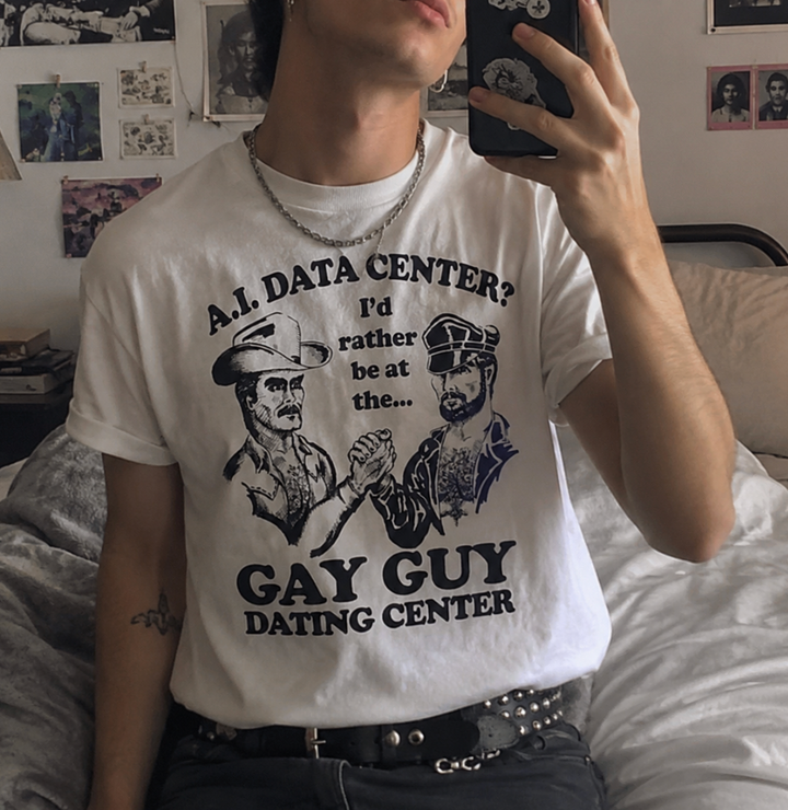 Translation missing: en.AI Data Center? Gay Guy Dating Center Funny Pride Graphic T-Shirt