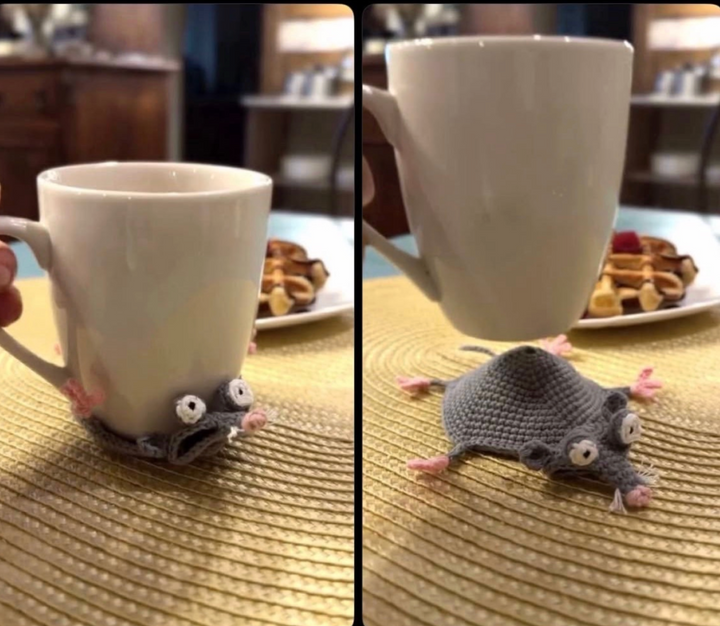 Translation missing: en.Funny Crochet Animal Mug Coasters – Frog, Rat &amp; Penguin Cup Coasters