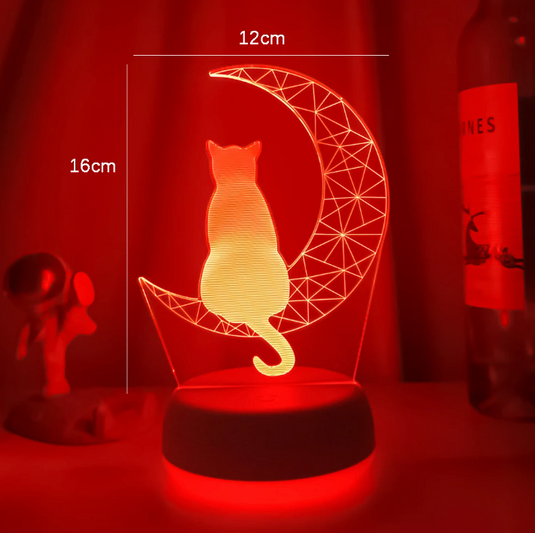 Translation missing: en.Half Moon Kitty Cat 3D Night Light Multi Color Changing Illusion Lamp