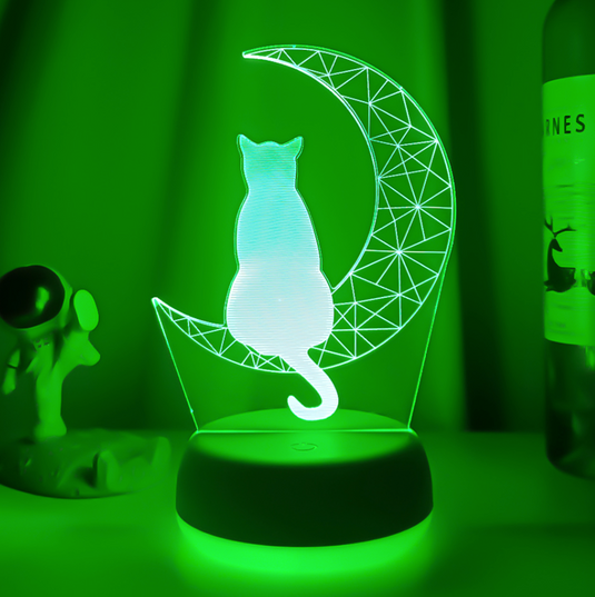 Translation missing: en.Half Moon Kitty Cat 3D Night Light Multi Color Changing Illusion Lamp