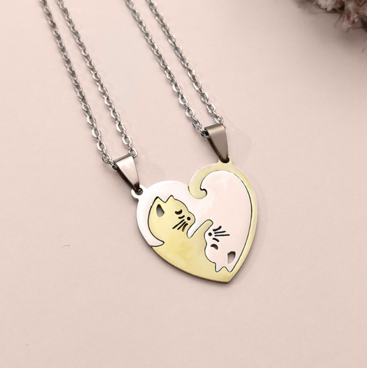 Cat Yin and Yang necklace set