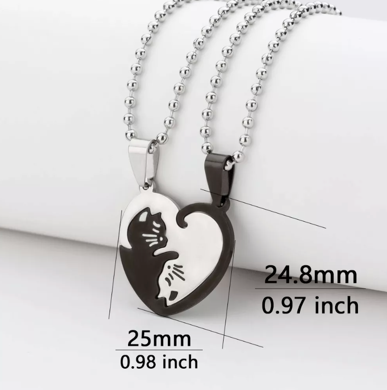 Cat Yin and Yang necklace set