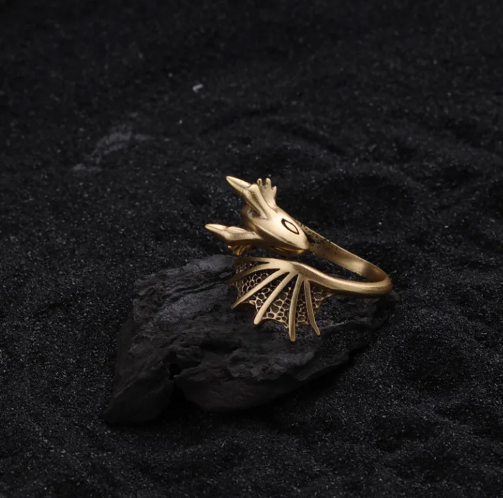 Fantasy Dragon Ring Available in Silver and Gold