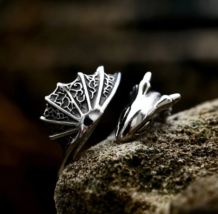 Fantasy Dragon Ring Available in Silver and Gold