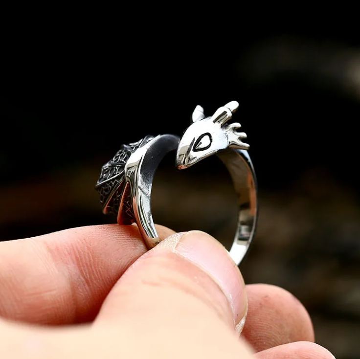 Fantasy Dragon Ring Available in Silver and Gold