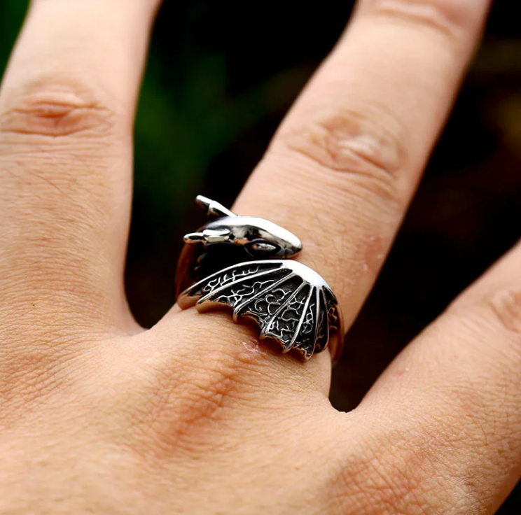 Fantasy Dragon Ring Available in Silver and Gold