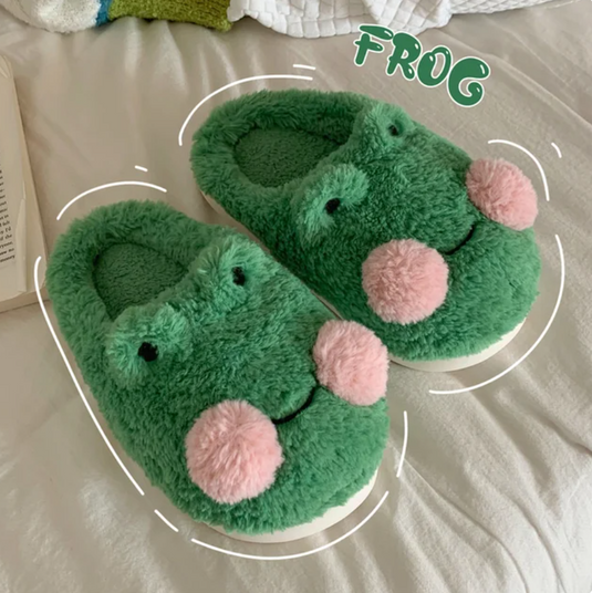 Translation missing: en.Fuzzy Froggy Slippers - Kawaii Frog Winter Warm Slippers