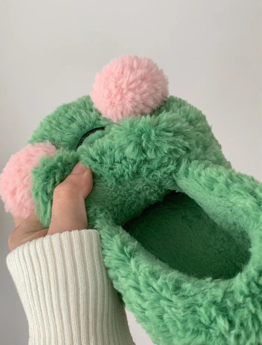 Translation missing: en.Fuzzy Froggy Slippers - Kawaii Frog Winter Warm Slippers