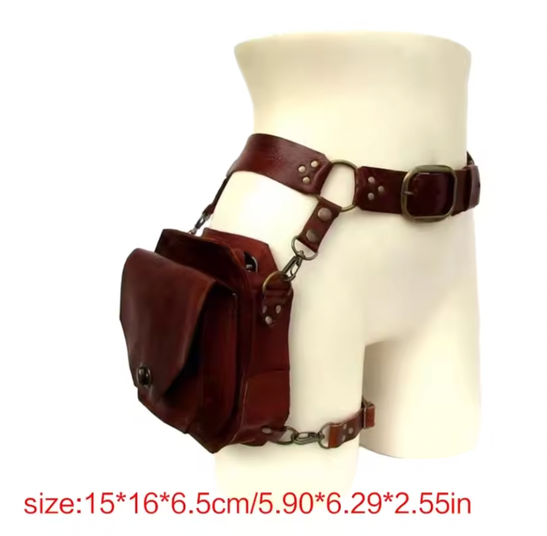 MEDIEVAL STYLE LEATHER BELT POUCH BAG